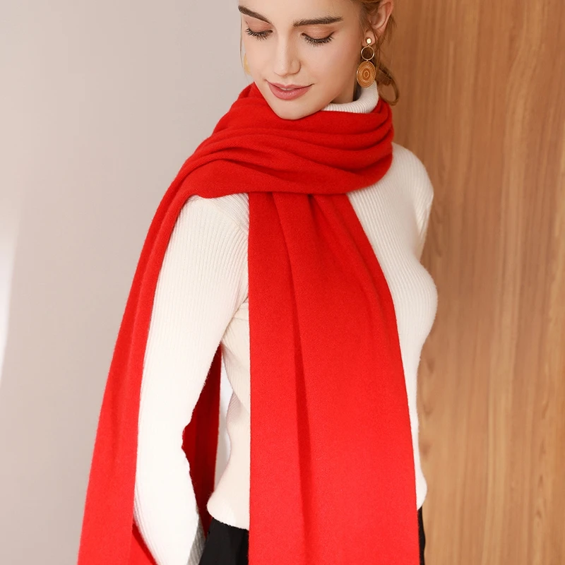 SZDYQH High-quality cashmere scarf 40*180cm solid color women winter cashmere fashion women thick luxury shawl