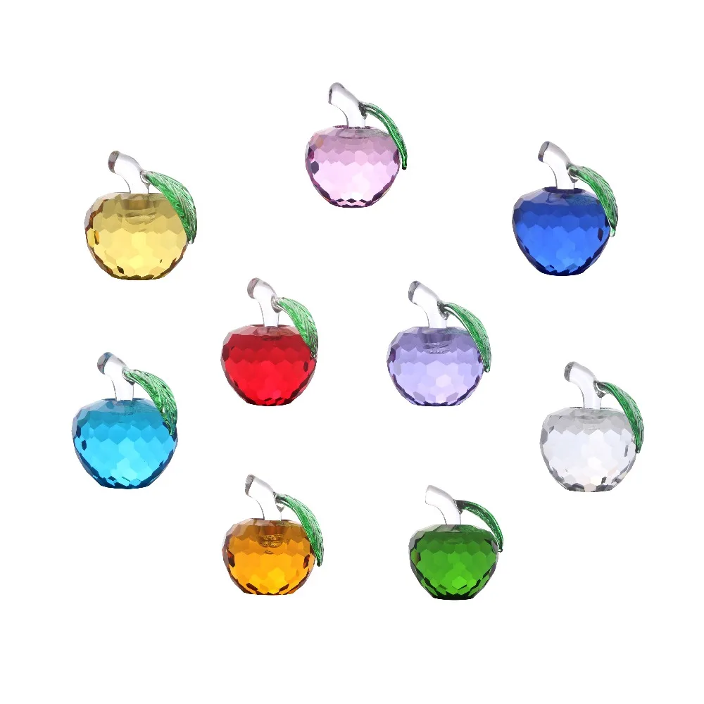 2 In 7 Color Cut Crystal Apple Paperweight Glass Paperweight Fruit