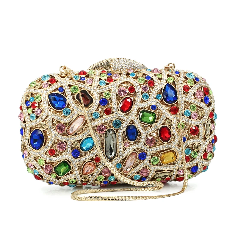 Яркий вечерний клатч с кристаллами и стразами женская модель (8227A GC)|stone purse|evening