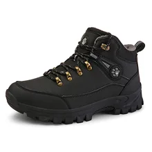 Большой размер 47, походная обувь для мужчин, черный/серый цвет, Водонепроницаемые кожаные зимние кроссовки, походная обувь для альпинизма, мужские зимние ботинки