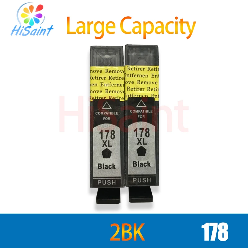 

(hisaint) 2Pcs Black For HP 178 178XL For HP178 Ink Cartridges Photosmart B8553 C5383 C6383 D5463 B010 B109c B110a B209b B210