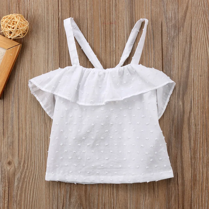Белая футболка без рукавов для новорожденных девочек; футболки; топы; одежда; однотонная Повседневная футболка для маленьких девочек; Топ; футболка