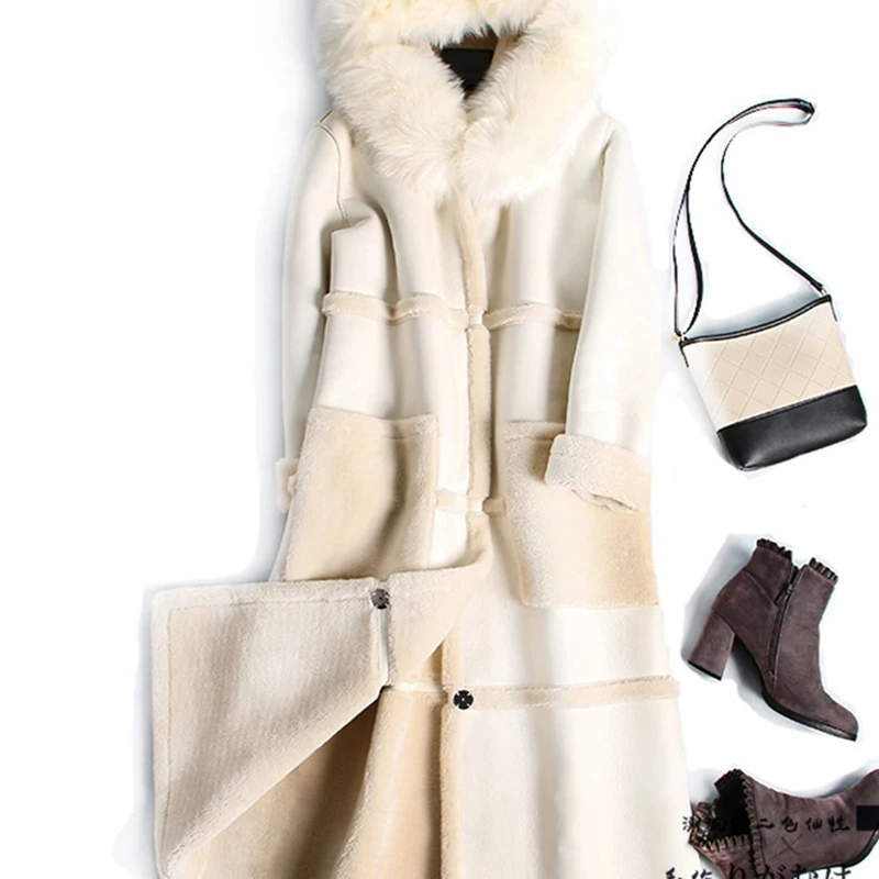 

2019 New Women's Europe United States Export Big Fashion Jacket Long Winter Loose Large Size 3XL Lamb Cashmere Coat Female B126