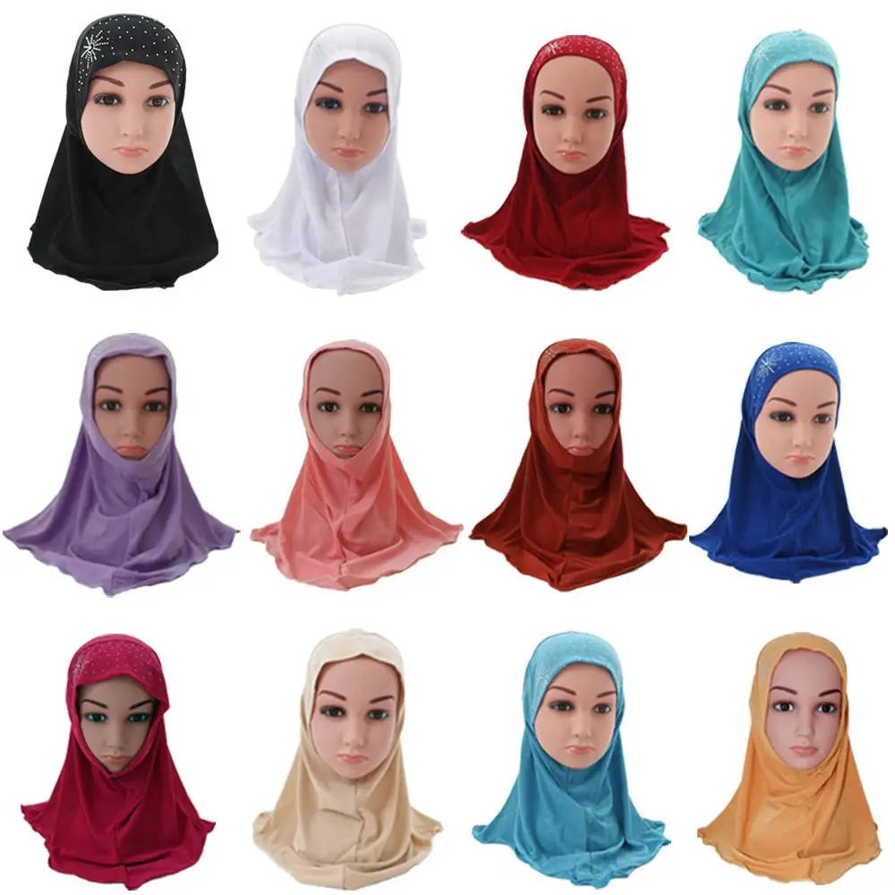 Дети девочки исламский мусульманский шарф в арабском стиле школы Стразы головные уборы для детей Ближний Восток тюрбан Рамадан шапочки капот выпадение волос Мода
