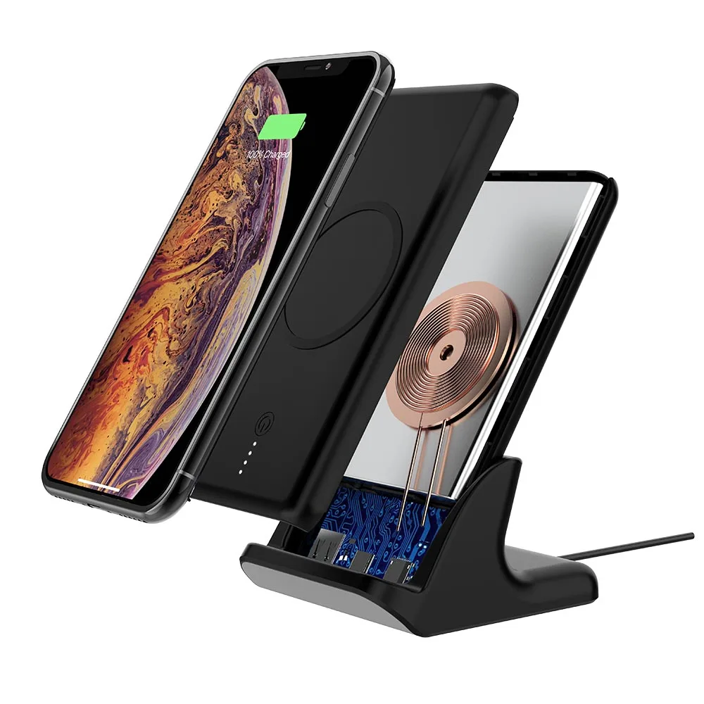 

10W Wireless Charger Power Bank For iPhone XS Max XR X 8 Fast Charging For Samsung S9 S8 Plus Note 9 8 Phone Wireless Charger