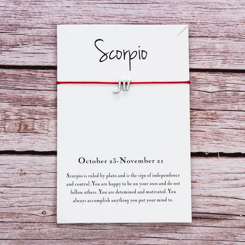 Женский браслет с надписью Wish Card Scorpio Красный Регулируемый ручной работы