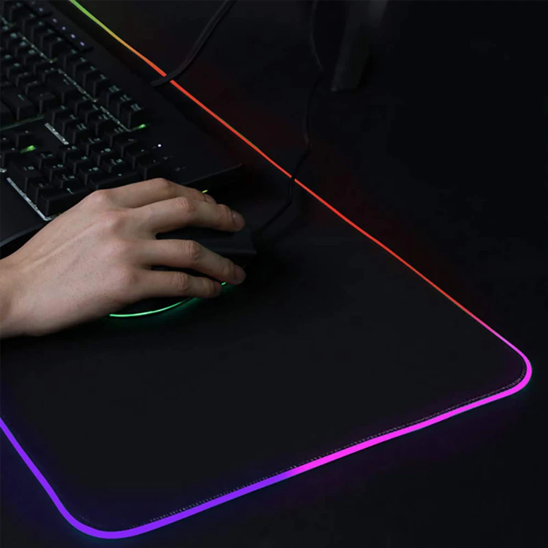 RGB игровой коврик для мыши большого размера, цветной светящийся коврик для ПК, компьютера, настольного компьютера, 7 цветов, светодиодный светильник, Настольный коврик, игровой коврик для клавиатуры