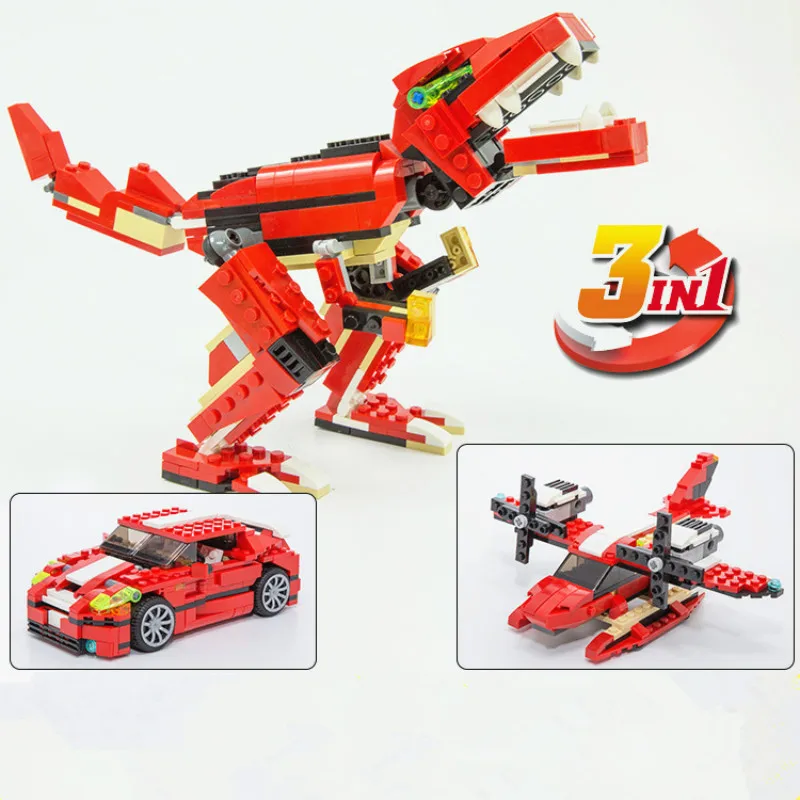 

3116 City 3 in 1 Red Roaring Tyrannosaurus Rex Power Figure Blocks Compatible Building Toys For Children gift