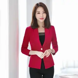 Формальные женские блейзеры и куртки Красный Элегантный женский бизнес одежда Женская рабочая одежда офисный униформенный стиль OL