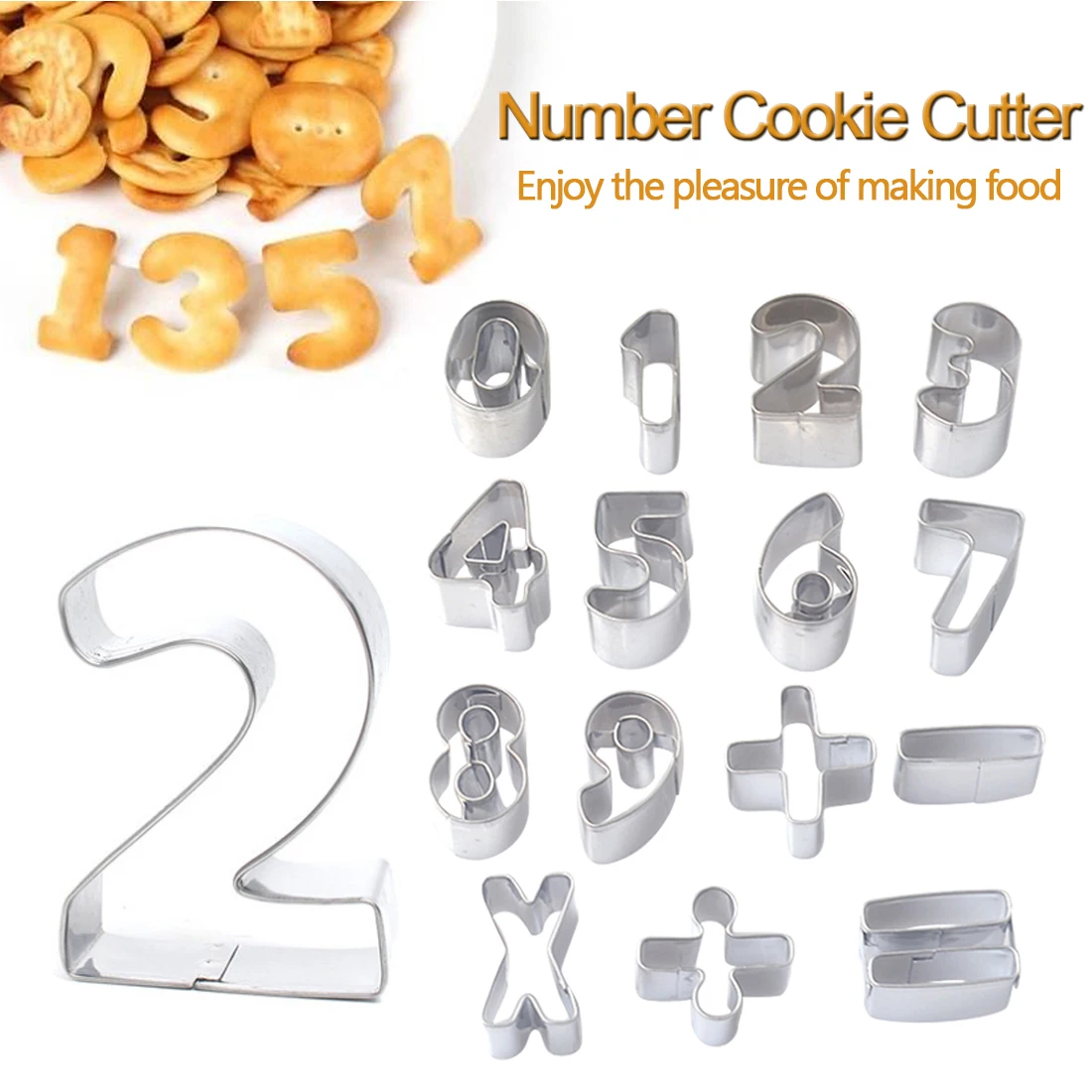 

Cake Decorating Tools 15pcs/Lot Large Size Number Shape Metal Stainless Steel Cake Cookie Cutters Chocolate Mold Baking Tool