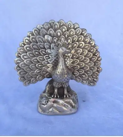 

Copper Brass Home Collectible Tibetan silver Peacock statue/Peacock Sculpture