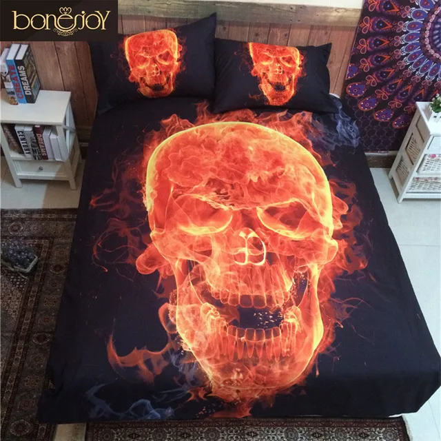 Cheap Bonenjoy 3D Skull Bedding Queen Fire Printed Polyester Cotton Bed Sheet Black Bedspread Sugar Skull Quilt Cover Bedding Set Cheap Bonenjoy 3D Skull Bedding Queen Fire Printed Polyester Cotton Bed Sheet Black Bedspread Sugar Skull Quilt Cover Bedding Set