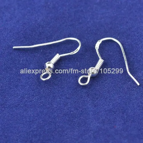 Wholesale 1000PCS  ball hook earrings 19mm 925 Sterling Silver earring hooks with ball jewelry accessory findings