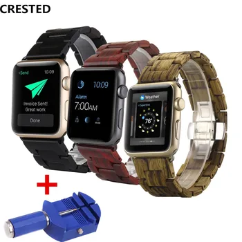 

Wood Strap For Apple Watch band apple watch 5 4 3 band 44mm/40mm iwatch 5 42mm/38mm Wooden Butterfly buckle Bracelet watchband