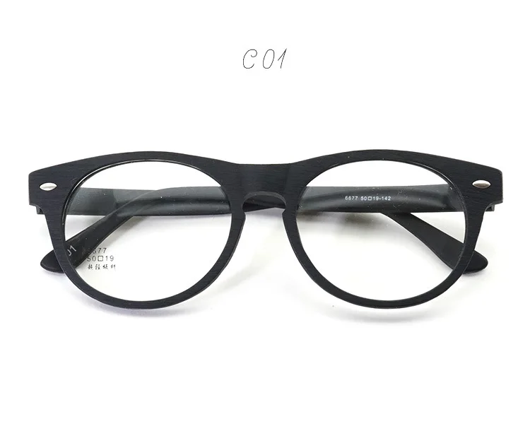 YOOAKE Имитация древесины зерна очки рамки для женщин и мужчин винтаж ретро круглые оправы для очков унисекс высокое качество прозрачные линзы очки - Цвет оправы: C01