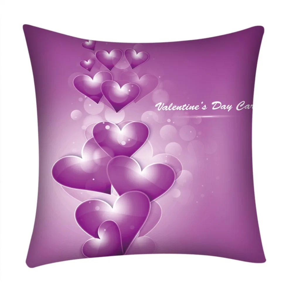 

Polyester Romantic Valentine's Day LOVE Heart Printed Cushion Cover Throw Pillowcase Pillow Covers Sofa Car Home Decor Gift