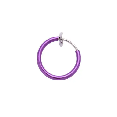 1 шт Панк мужской/женский поддельный пружинный зажим на нос кольцо обруч губы кольцо спираль кольцо обруч поддельные ухо кольцо обруч - Окраска металла: purple