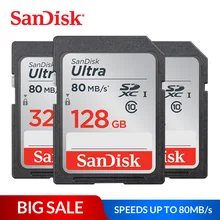 SanDisk Ultra Memory Card SDHC/SDXC SD Card Class10 16GB 32GB 64GB 128GB Cards C10 UHS I 80MB/s Flash Card for Full HD Camera