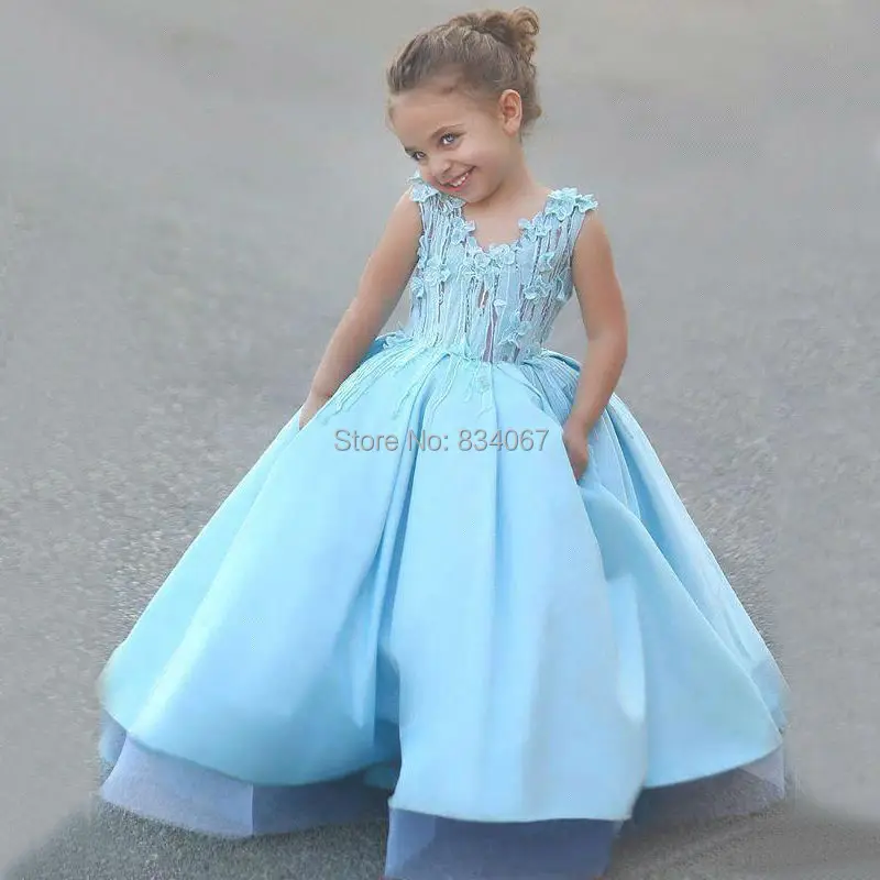 ice blue flower girl dresses
