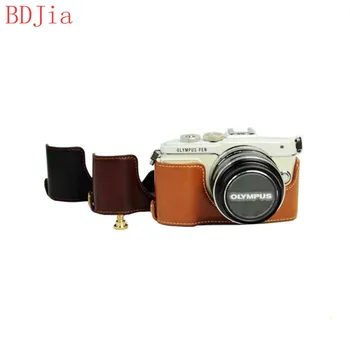 

NEW ! Fashional Camera Bag Case For Olympus E-PL10 E-PL9 E-PL8 E-PL7 PU Leather Half Body Set Cover With Battery Opening