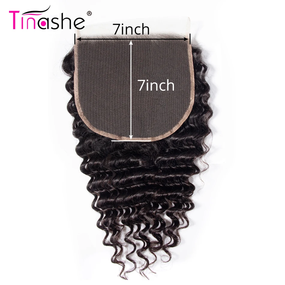Tinashe человеческие волосы глубокая волна 7x7 закрытие шнурка Remy бразильские