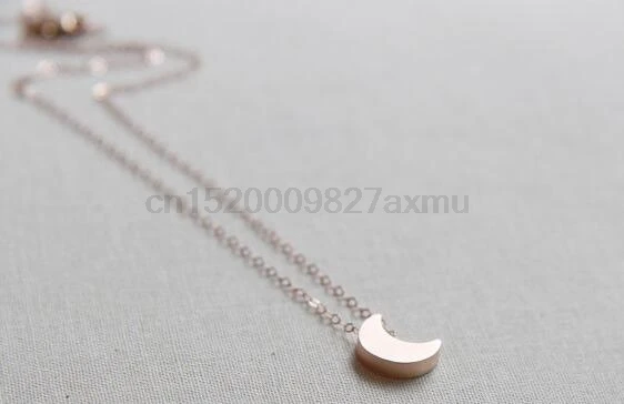 500PCS Minimalist Crescent Moon Silver Gold  Long Necklace Women Jewelry Solid Chain Pendant  Necklace