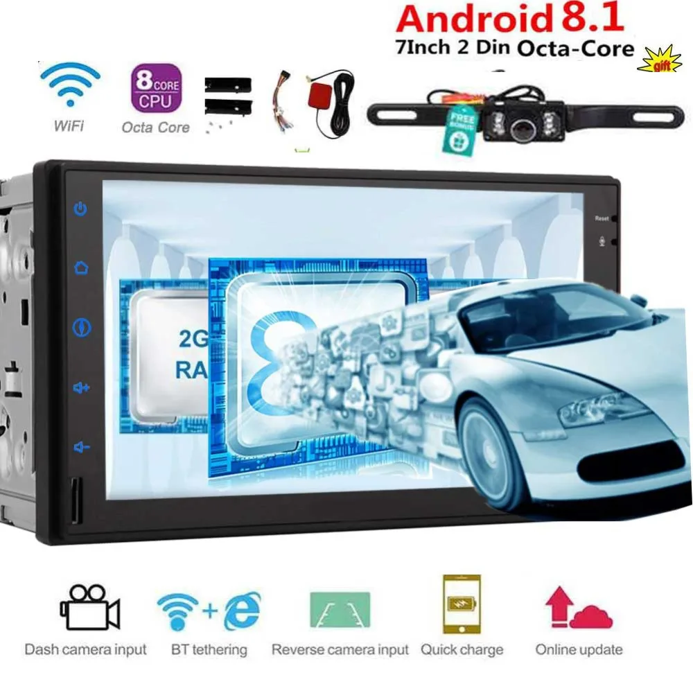

ndroid 8.1 7 inch Car Audio for Universal Double 2 Din Vehicle Car Stereo Radio Headunit in Dash GPS Navigation 32GB ROM 2GB RAM