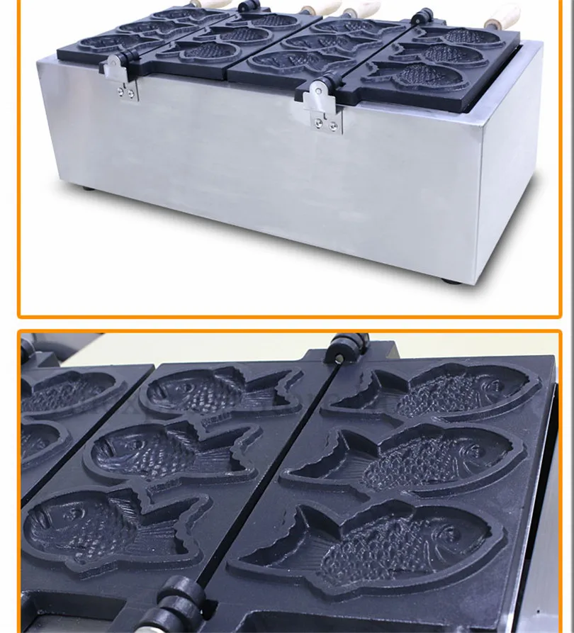 Машина Taiyaki электрическая вафельница в форме рыбы японском стиле для закусок 1104A (9)