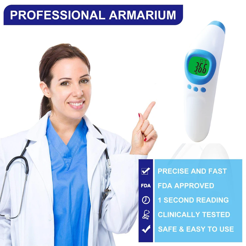 

Non-contact fever medical Digital Baby care Thermometer Infrared Adult Forehead With LCD 3 color Backlight body Termometro