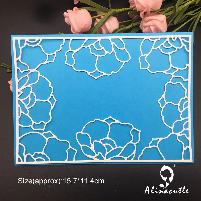 

Die Cut Metal Cutting Rectangle Rose flower Scrapbooking Album Papercraft Handmade Card Stencil Cutter Punch Die Alinacutle