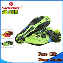 SIDEBIKE MTB Cycling Shoes Men Road Bike Ultra light carbon fiber Sole Auto-lock Bicycle Sport Shoes Zapatillas Ciclismo GREEN