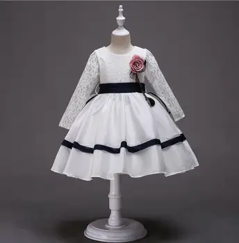 

2018 Baby Girls Long Sleeve Lace Floral Ball Dress , Princess Kids Elegant Performance Flower Clothing 5 pcs/lot,Wholesale