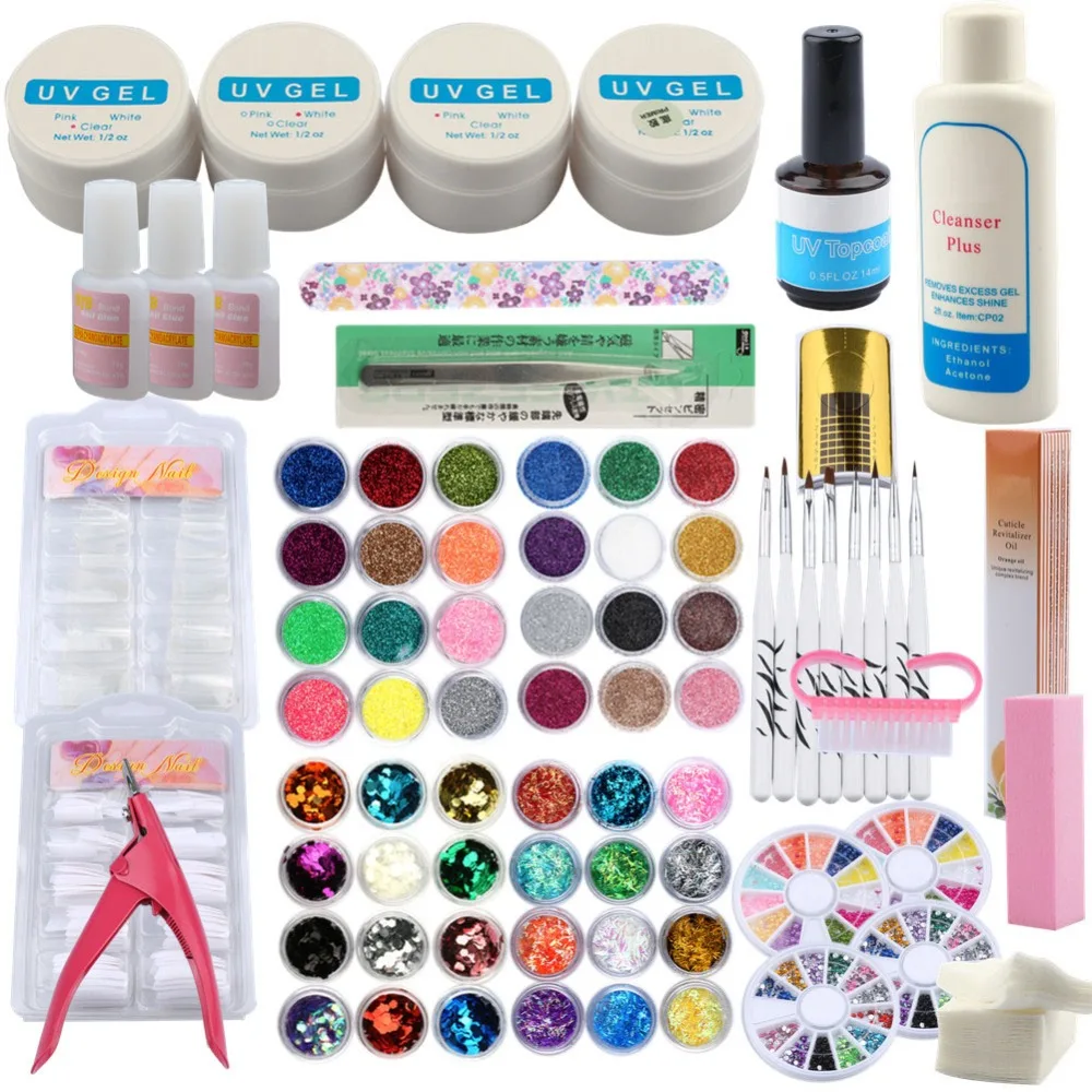

Manicure Set Of Nail Set Kit UV Brush UV Gel Nail False Tips Nail Extension Kit Tools Art Kits Nail Set Building UV Gel Sets