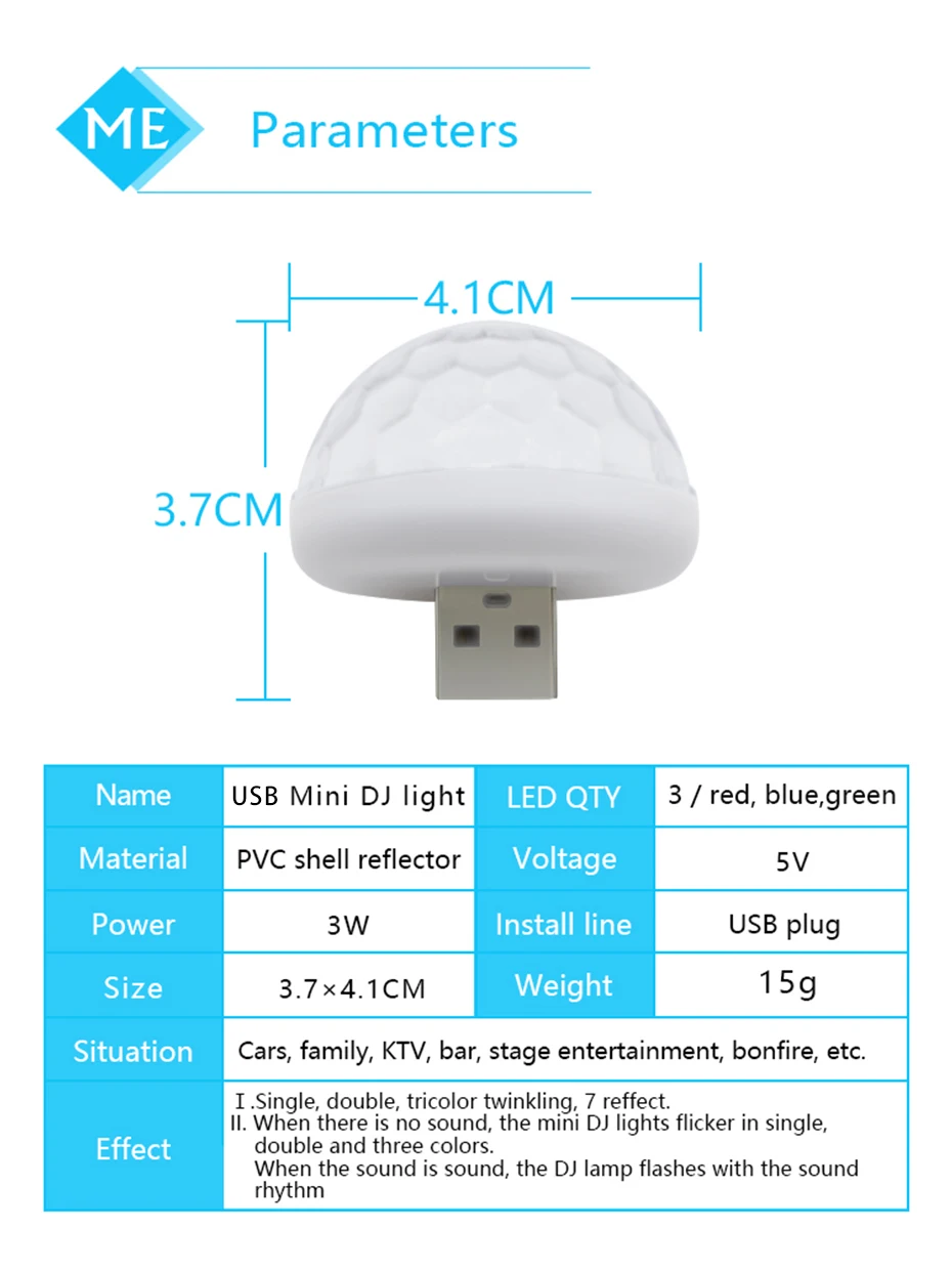 LDRIVE Автомобильный USB мини-атмосферный светильник портативный USB диско-светильник домашний вечерние светильник караоке светодиодный декоративный звуковой контроль KTV DJ светильник