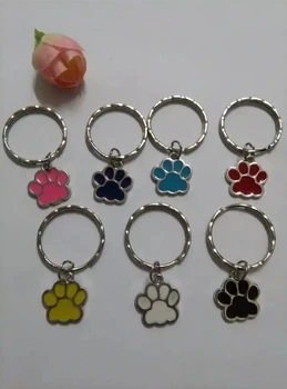 

Fashion Jewelry Vintage Silvers Enamel Dog&Cats Paw Charms Mixed Keychain For Keys Ring Key Chain DIY Accessories 20pcs D264