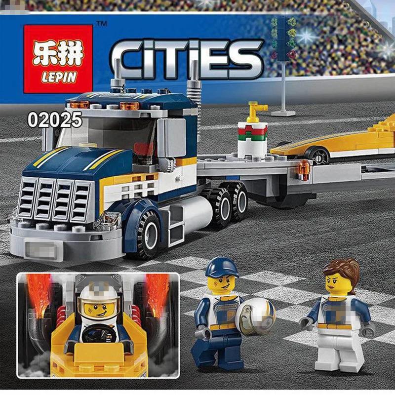 

LEPIN 02025 City Great Vehicles Dragster Transporter Sets Educational Children Building Blocks Car-styling Speed Racer Boy Gifts