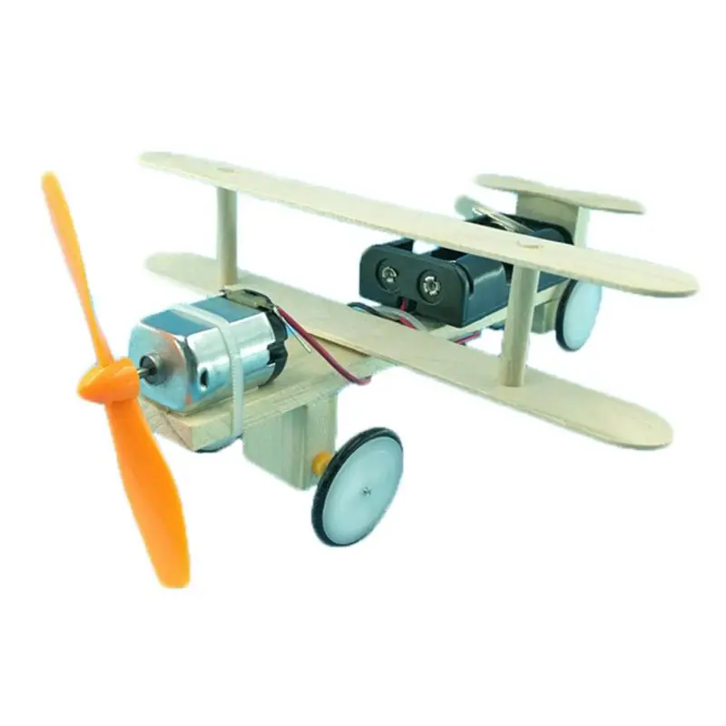 

DIY Funny Electric Wooden Plane Aircraft Model Children Kids Boy Handmade Creative RunningToy Educational Science Experiment