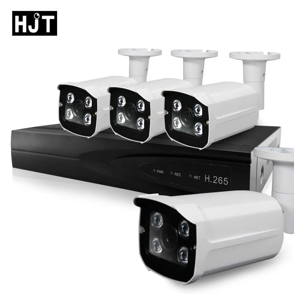 

HJT 8CH NVR H.265 CCTV System 48V POE 4CH 5.0MP IP Camera Kit 36IR Night Vision Network P2P Onvif Private Protocol Remote View