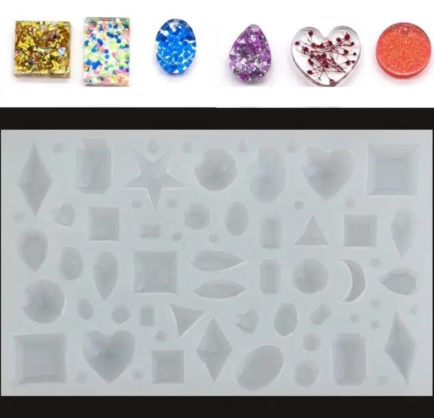 

Rectangle Cabochon Silicon Pendant Molds For Epoxy Resin crystal 43 Patterns Mold diy Making Jewelry decoration tools