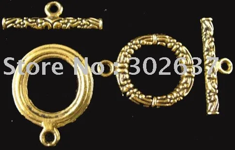 

FREE SHIPPING 90sets Antiqued gold Crafted circle toggle clasps A1529G