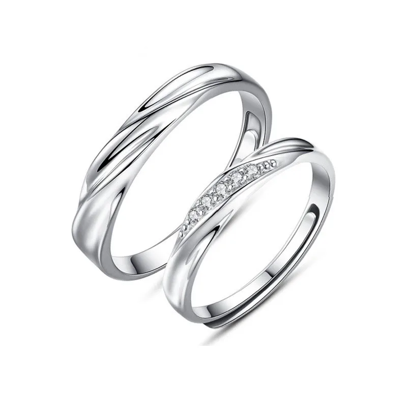 VU143 Silver 925 Couple Rings Romantic Wedding Rings A Pair For Men Women Fashion Lovers Ring Bague Femme