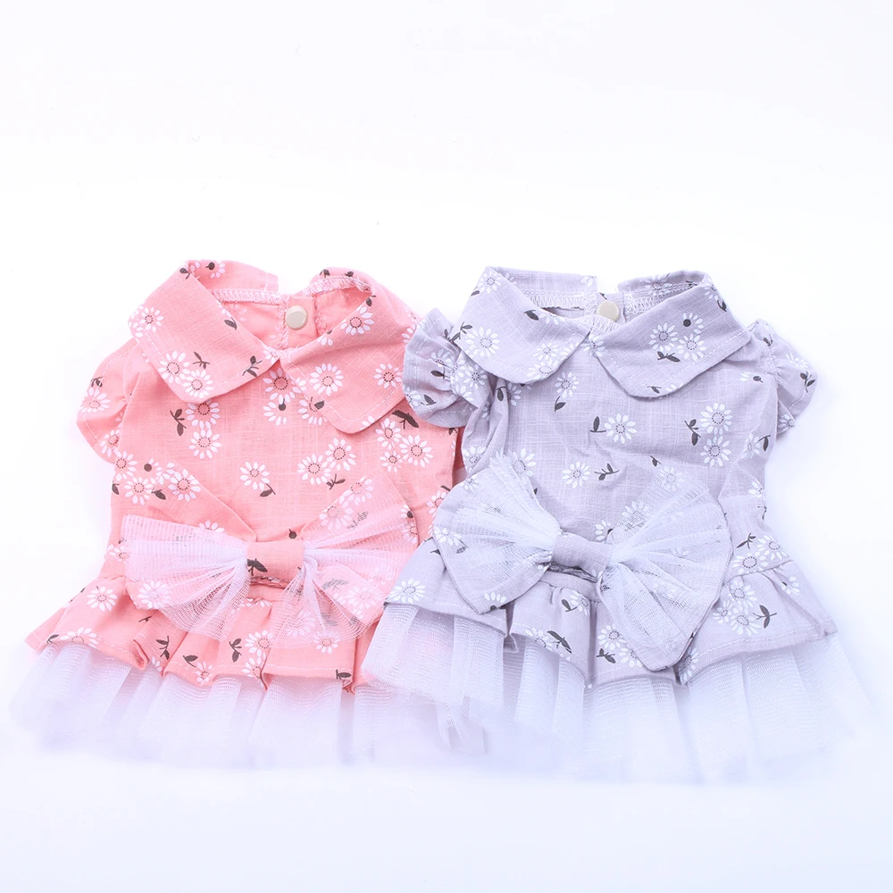 

Floral Lace Dog Cat Dress Shirt Pet Puppy Fluffy Skirt Spring/Summer Clothes Apparel 4 sizes