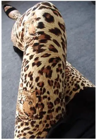 CUAHKCI, леопардовые леггинсы, летняя Новинка, модные, в стиле панк-рок, пикантные легинсы, брюки для женщин, леггинсы, брюки с принтом, Стрейчевые брюки - Цвет: A leopard head
