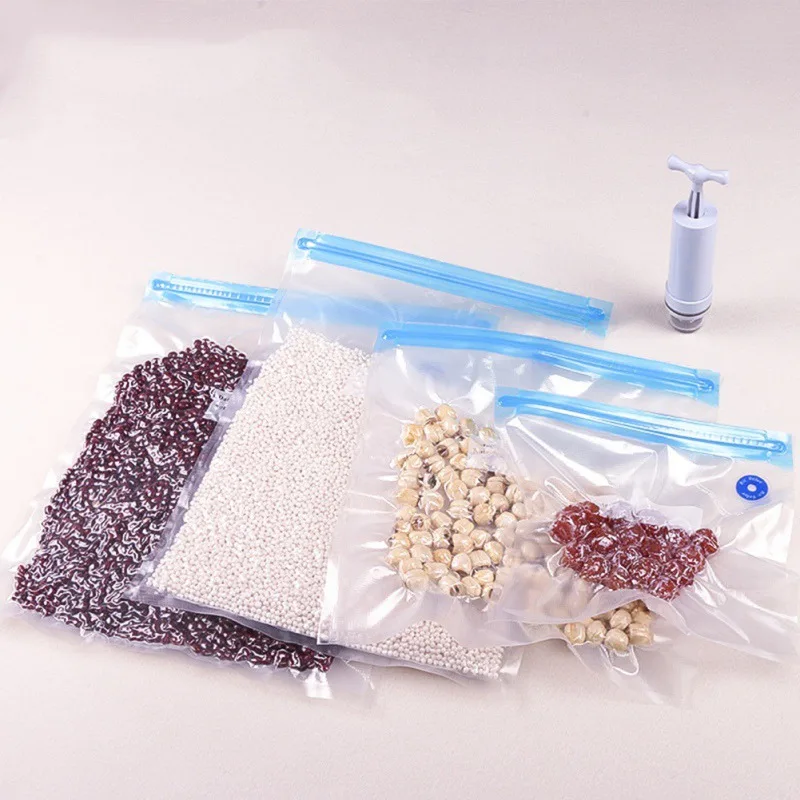 

5Pcs Reusable Elastic Seal Universal Household Fresh Bag Kitchen Vacuum Food Sealer Bag Environmental Protection Transparent Bag