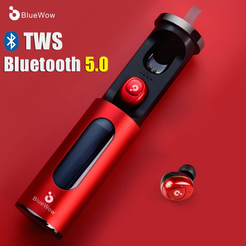 

TWS V5.0 Bluetooth Earphone Wireless Earbuds Stereo Music Portable Headset with Mic Charging Box Mic IPX5 Waterproof for Phones