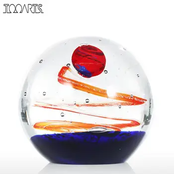 

Tooarts Glass Sculpture 10CM Star Ball Blown Glass Sculpture Art Glass Table Top Sculpture Paperweight Home Decoration Gifts