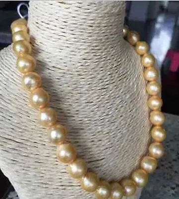 

FREE SHIPPING HOT sell new Style >>>> 12mm natural south seas kasumi gold pearl necklace 17inch
