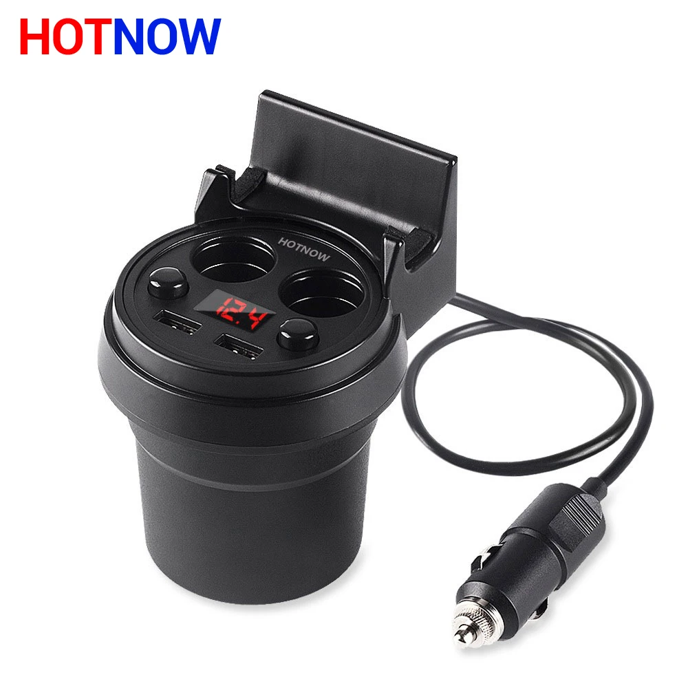 

HOTNOW 5V 3.1A Dual USB Car Charger & Cigarette Lighter Adapter with LED display charging for iPhone Samsung Unviersal Portable
