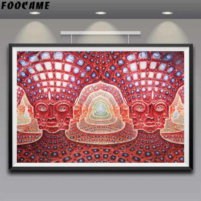 

FOOCAME Trippy Alex Grey Psychedelic Art Silk Posters and Prints Decoration Painting Decorative Wall Pictures For Living Room