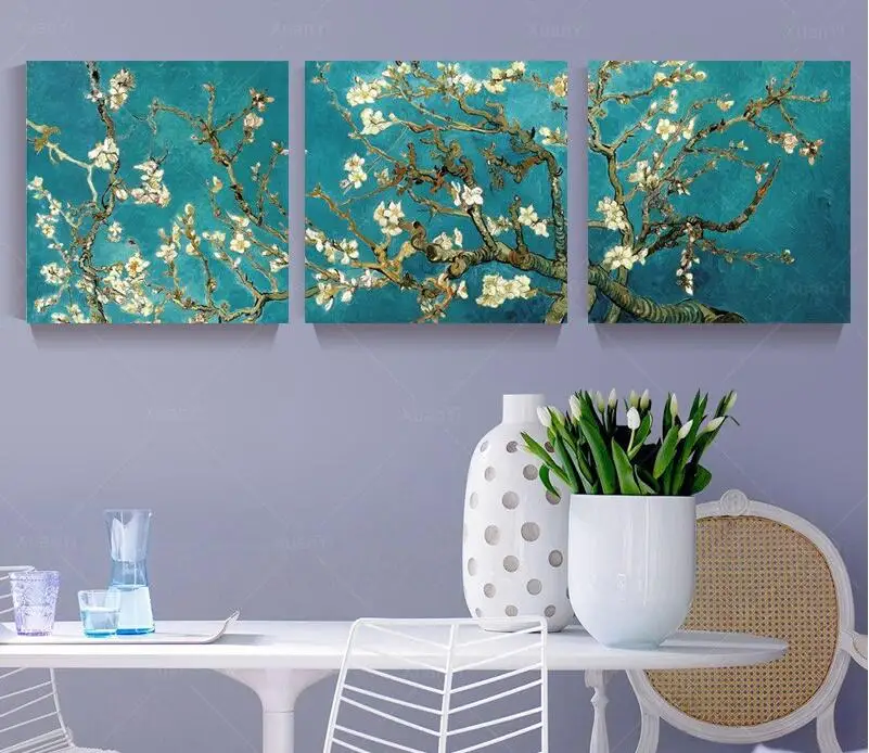 

3 Piece/ Sets Printed Unframed Flower Tree Wall Pictures Hanging Canvas Oil Painting Modular wall paintings Home Decor